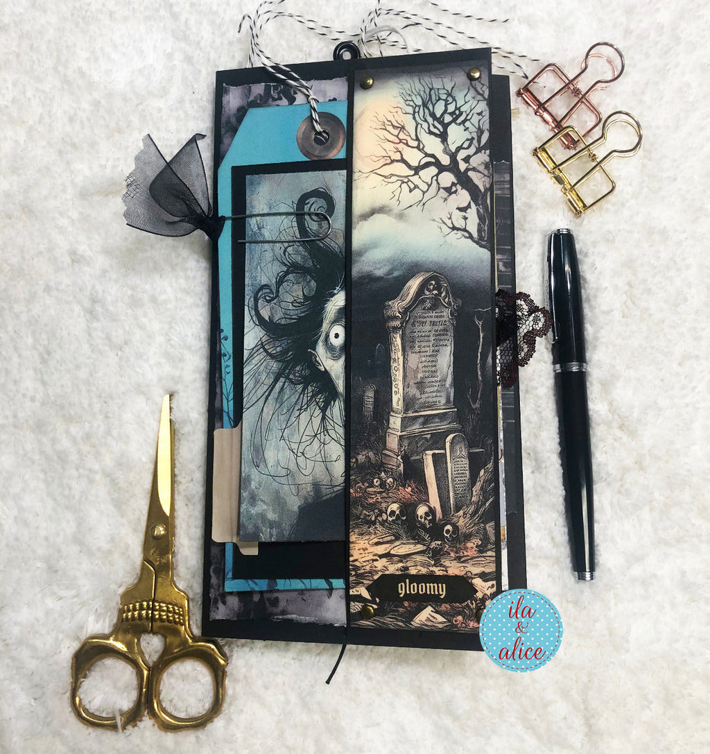 Folio d'Halloween inquiétant avec cimetière hanté