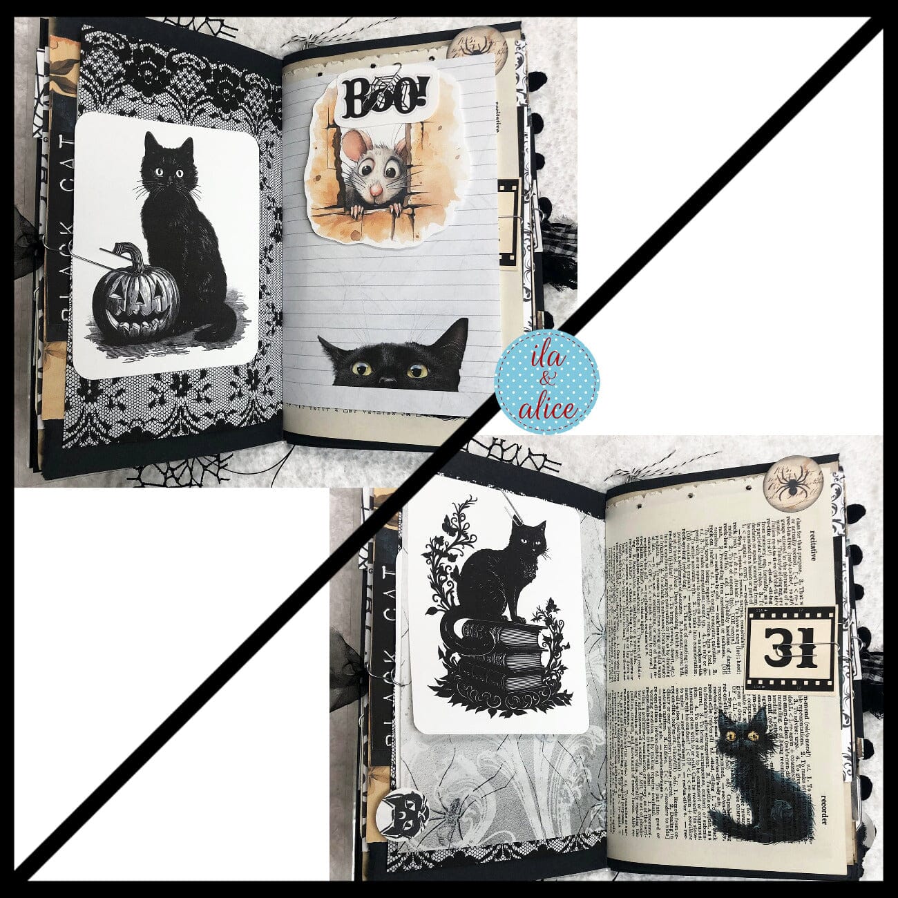 Journal d'Halloween rempli de déchets dédié aux chats noirs #4
