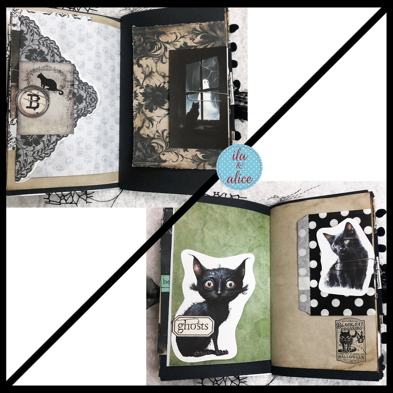 Journal d'Halloween rempli de déchets dédié aux chats noirs #1