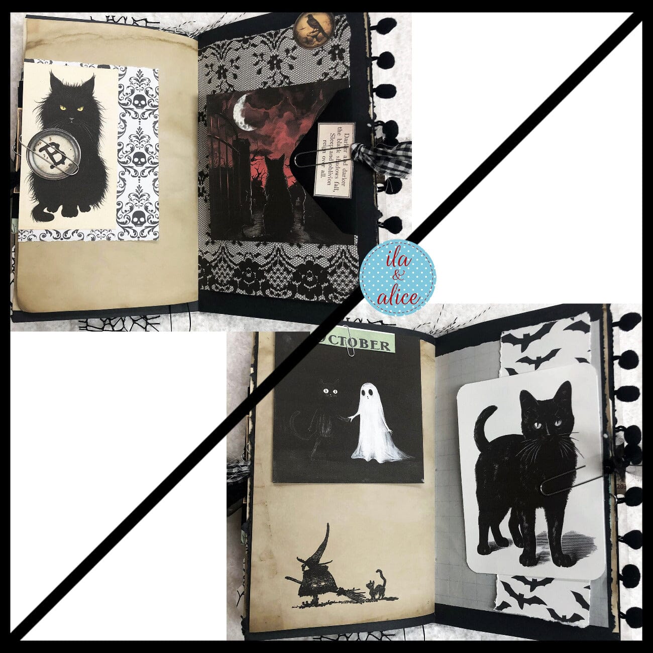 Journal d'Halloween rempli de déchets dédié aux chats noirs #4