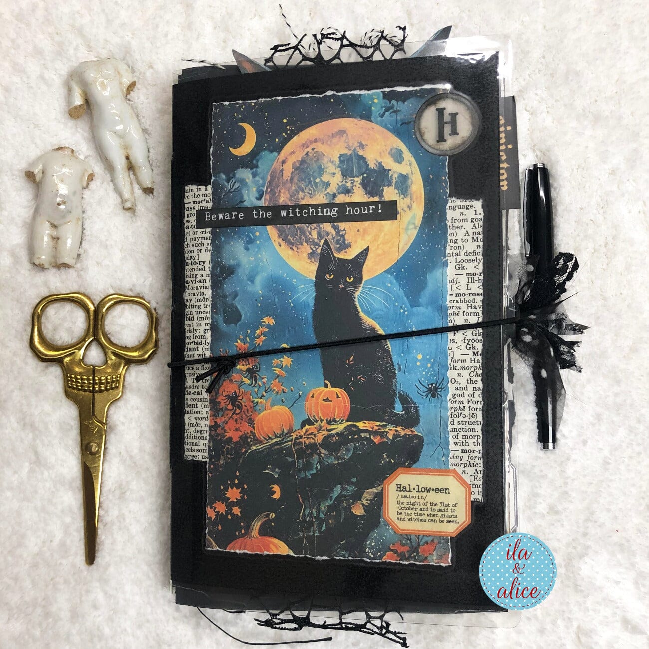 Journal d'Halloween rempli de déchets dédié aux chats noirs #1