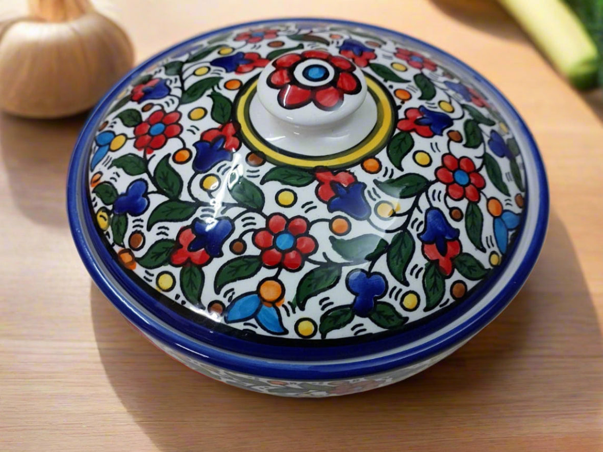 Large Serving Container | Multicolor Floral Pattern