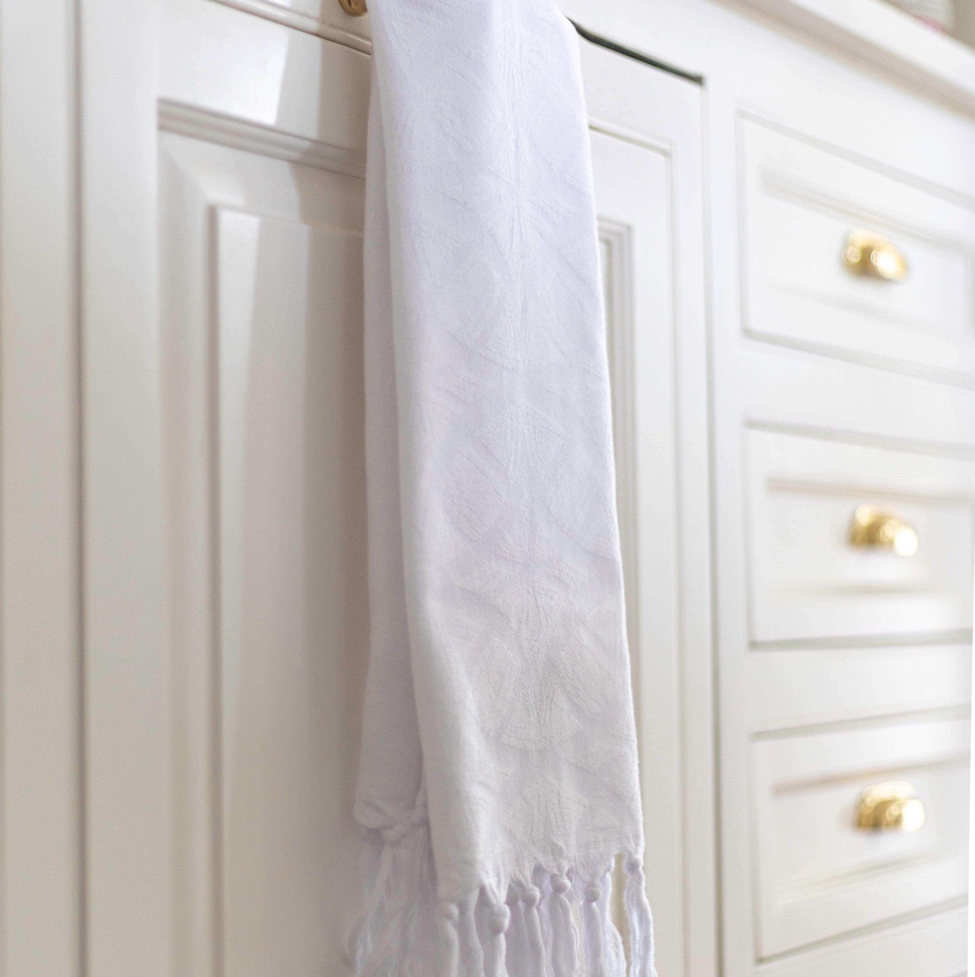 Spa Quality Turkish Hand Towel in White with a Surface Pattern Texture