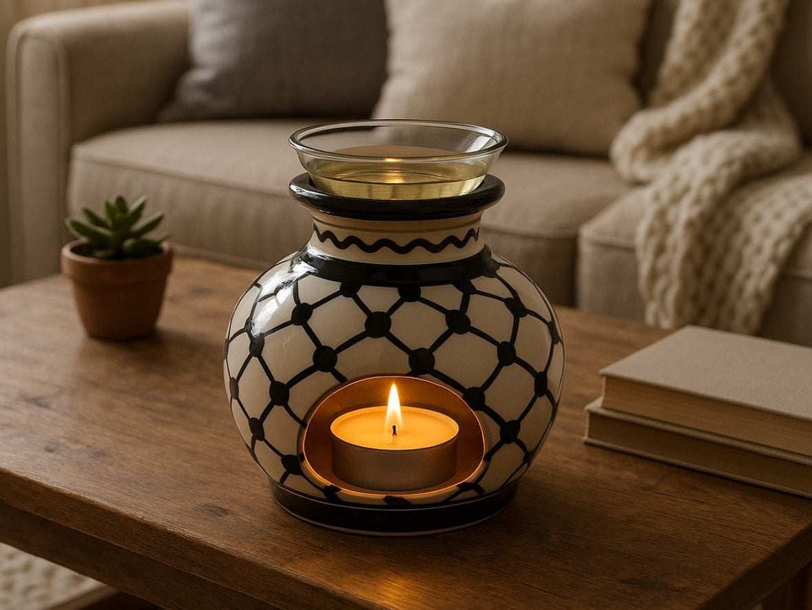 Handmade Ceramic Candle & Aromatic Oil Holder | Various Patterns