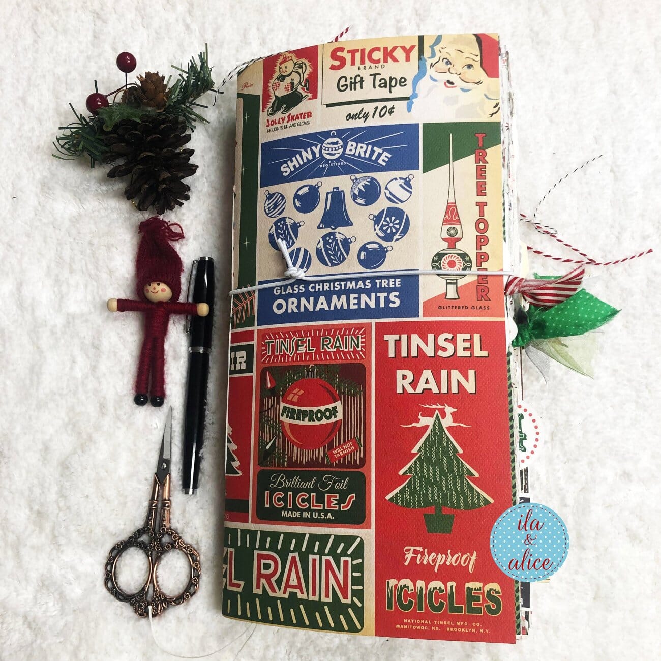 Christmas Soft Cover Junk Journal with Vintage Ornaments