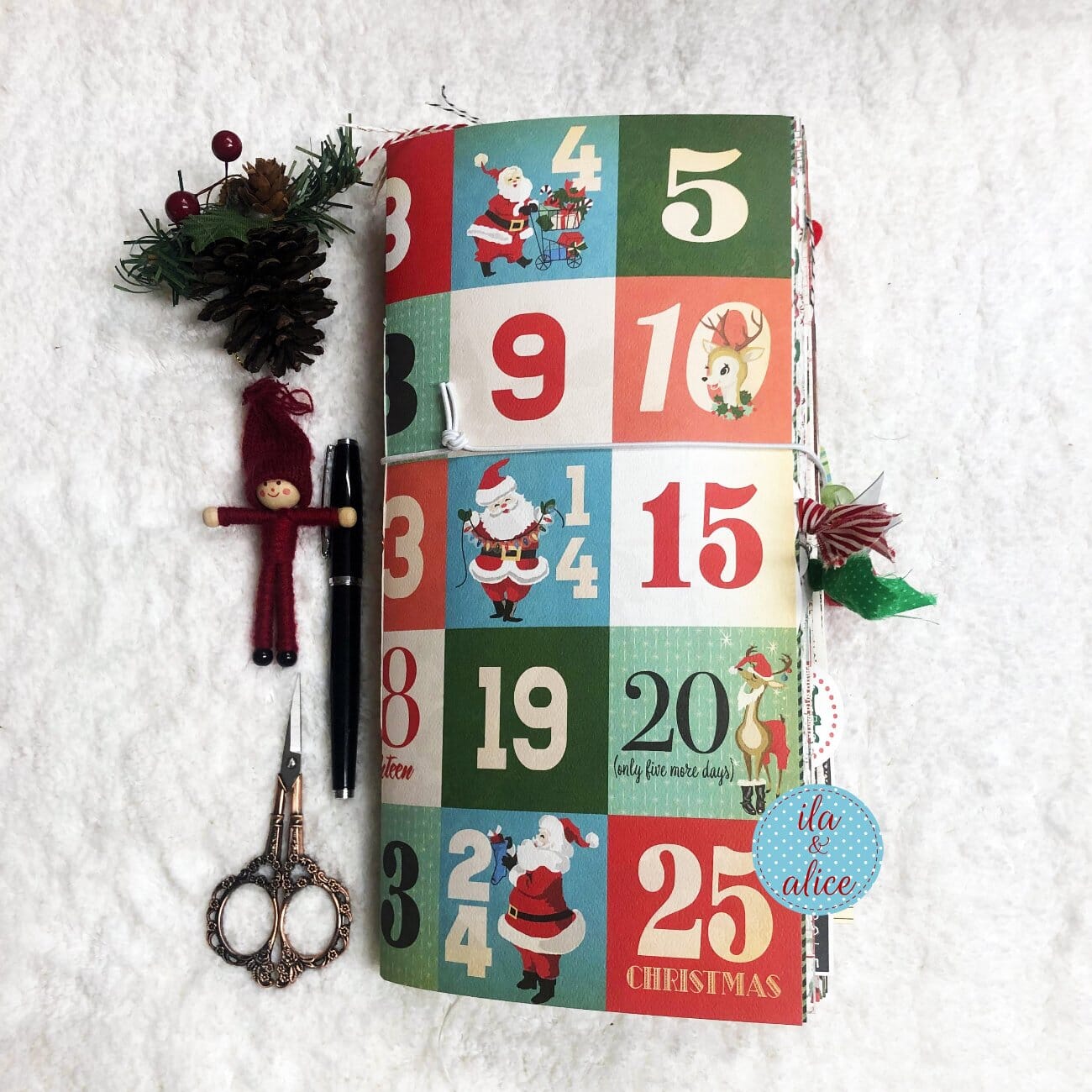 Journal de Noël à couverture souple avec numéros de l'Avent