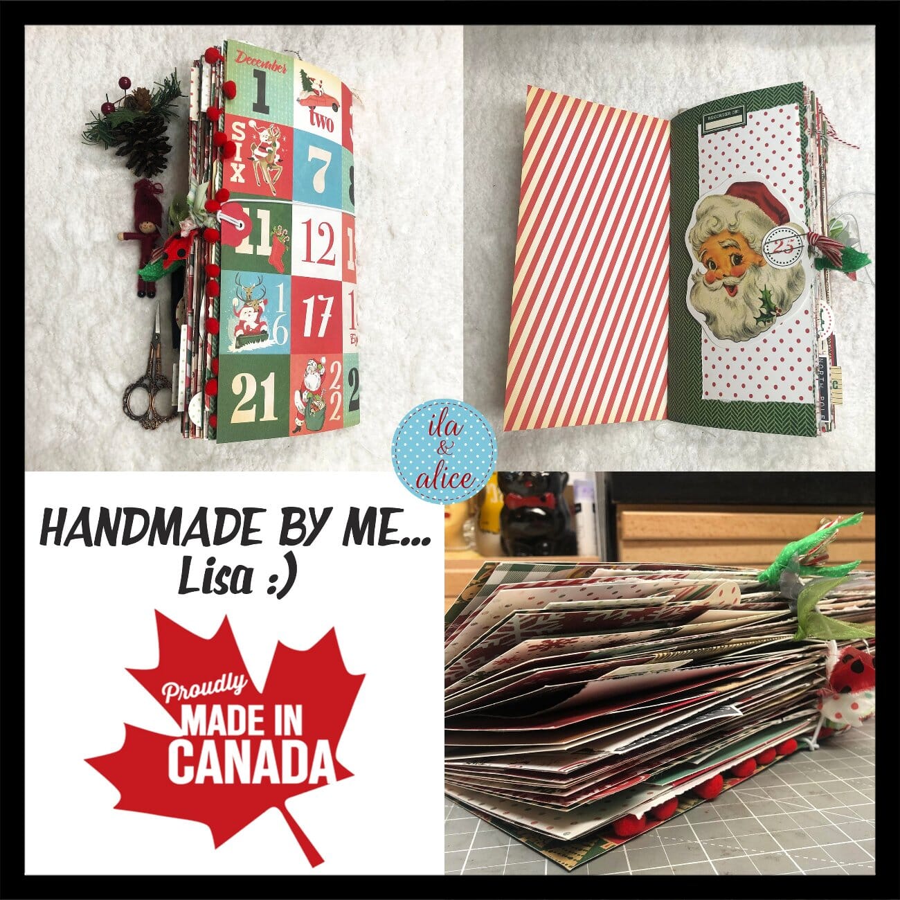 Journal de Noël à couverture souple avec numéros de l'Avent