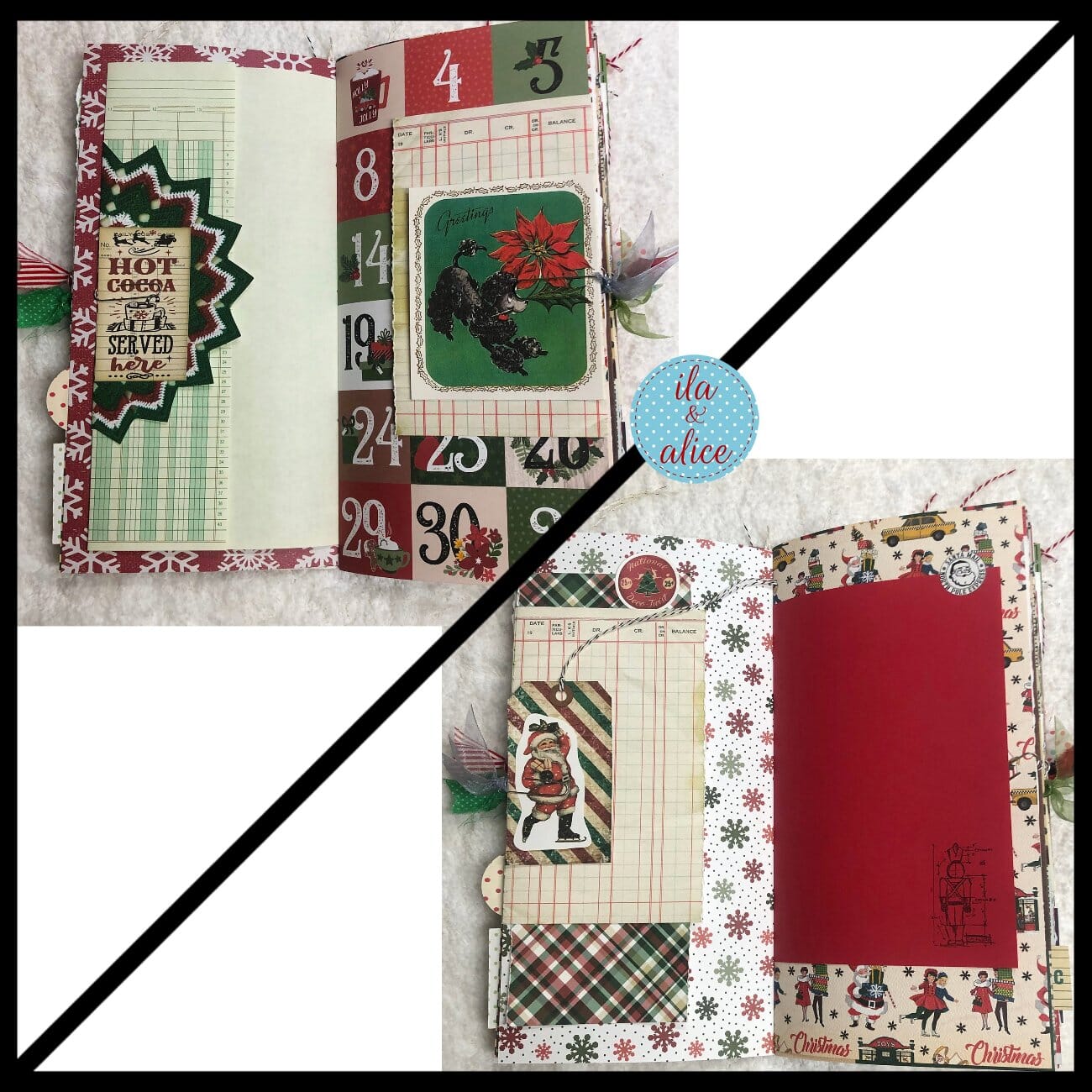 Journal de Noël à couverture souple avec numéros de l'Avent