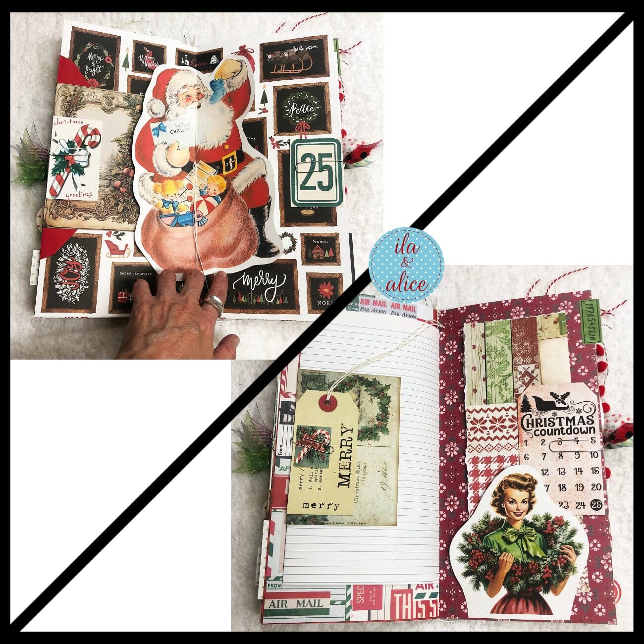 Journal de Noël à couverture souple avec numéros de l'Avent