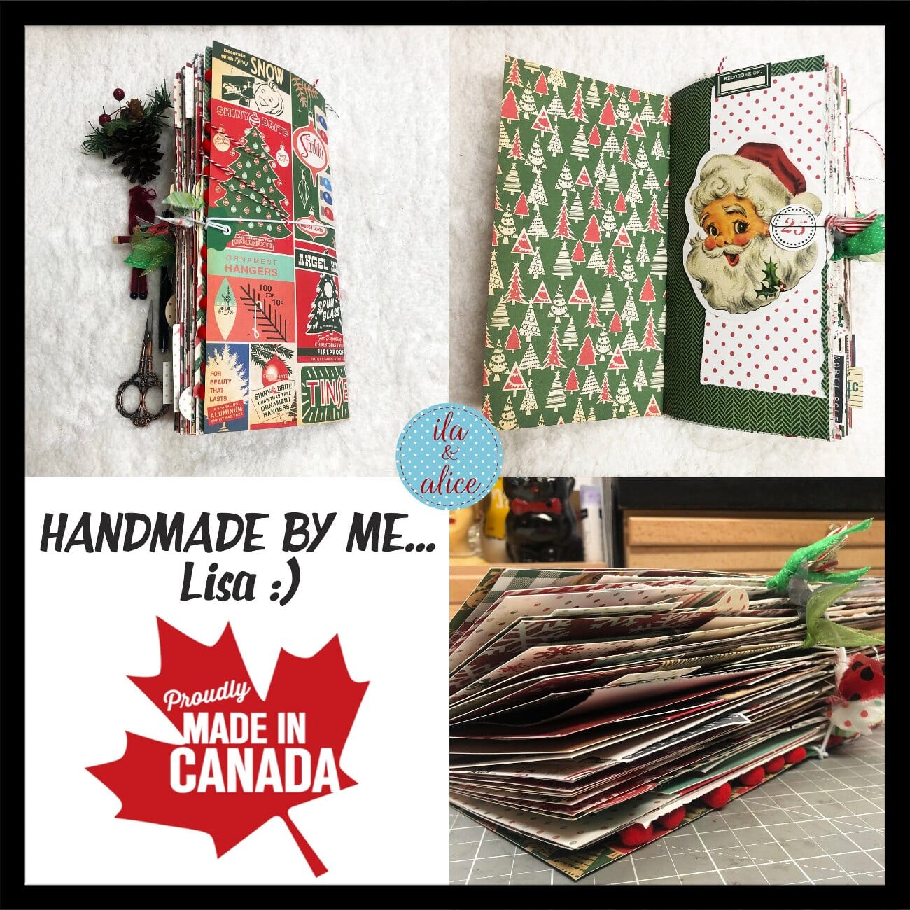 Christmas Soft Cover Junk Journal with Vintage Ornaments
