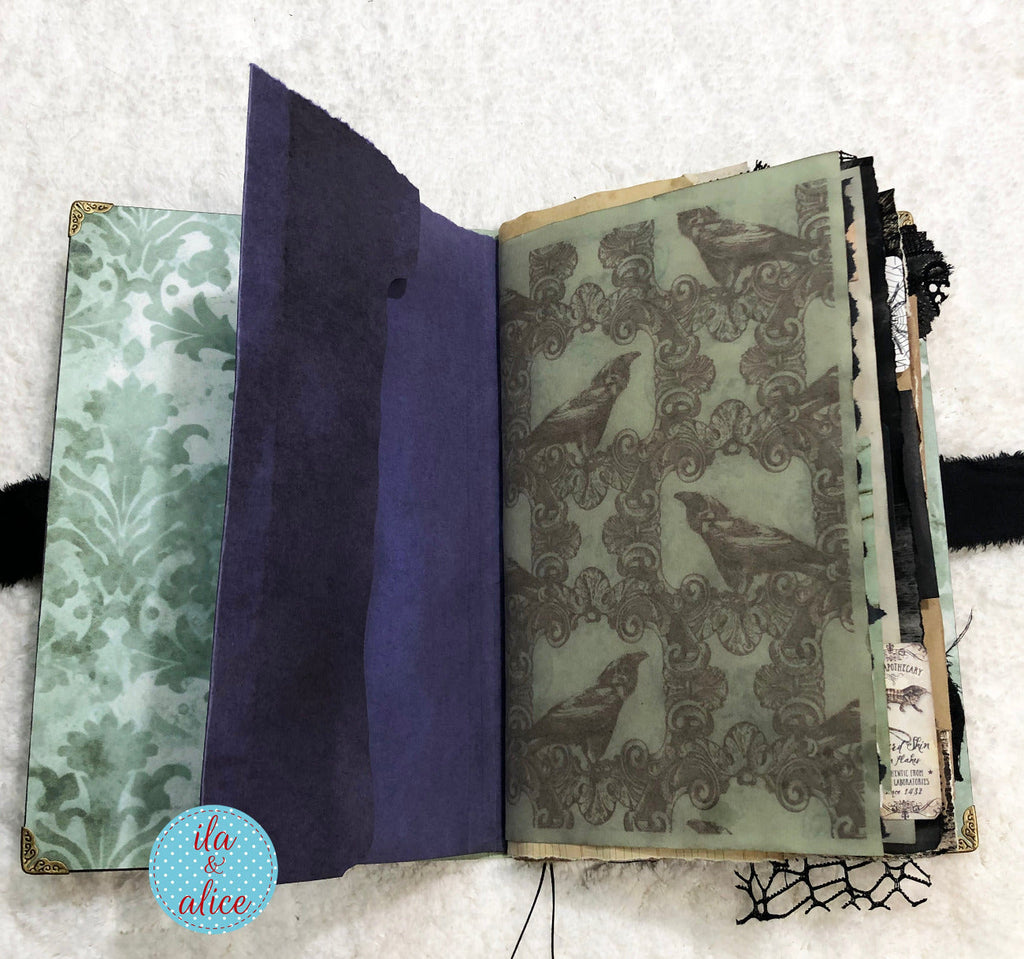 Journal d'Halloween gothique et étrange - Sorcière et chat noir