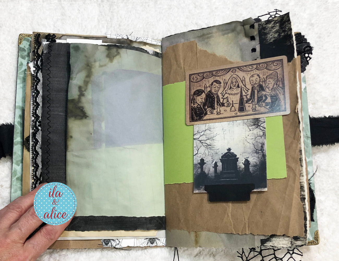 Eerie Gothic Halloween Junk Journal- Witch and Black Cat
