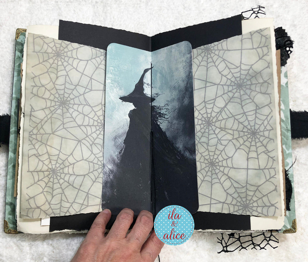 Journal d'Halloween gothique et étrange - Sorcière et chat noir