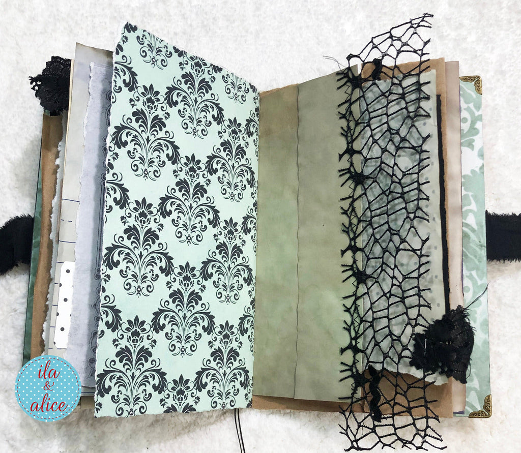 Journal d'Halloween gothique et étrange - Sorcière et chat noir