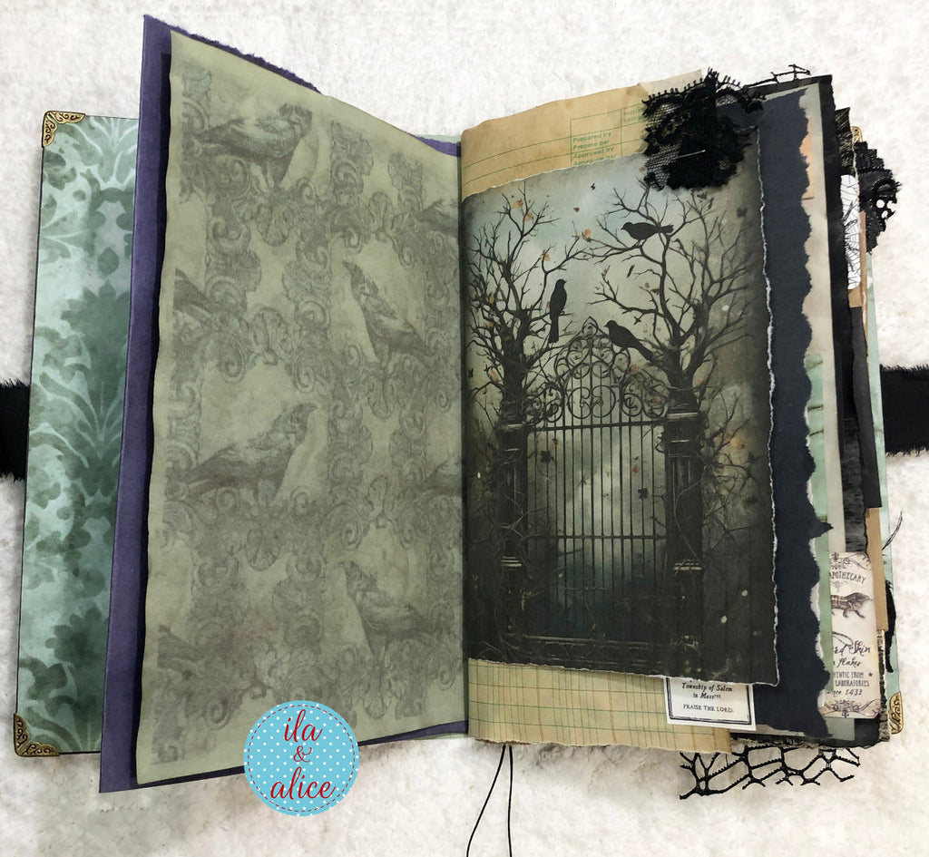 Journal d'Halloween gothique et étrange - Sorcière et chat noir