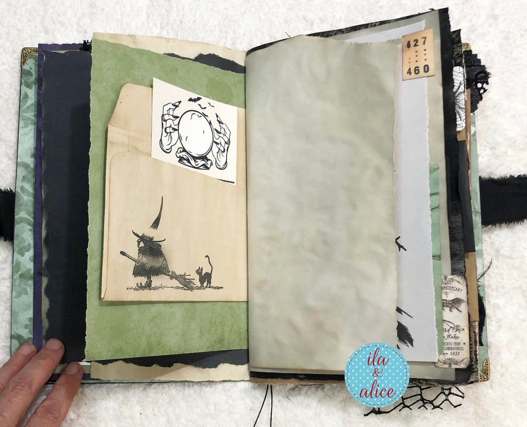 Journal d'Halloween gothique et étrange - Sorcière et chat noir