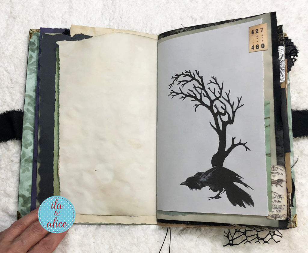 Journal d'Halloween gothique et étrange - Sorcière et chat noir