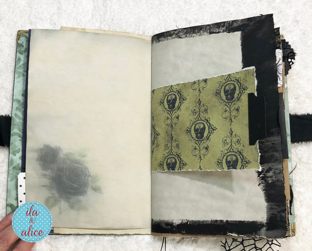 Journal d'Halloween gothique et étrange - Sorcière et chat noir