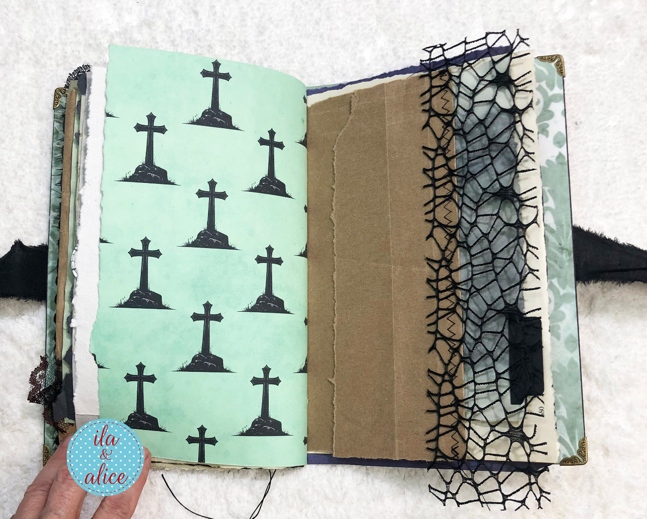 Eerie Gothic Halloween Junk Journal- Witch in Graveyard