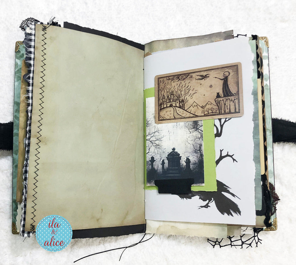 Journal d'Halloween gothique et étrange - Sorcière dans un cimetière