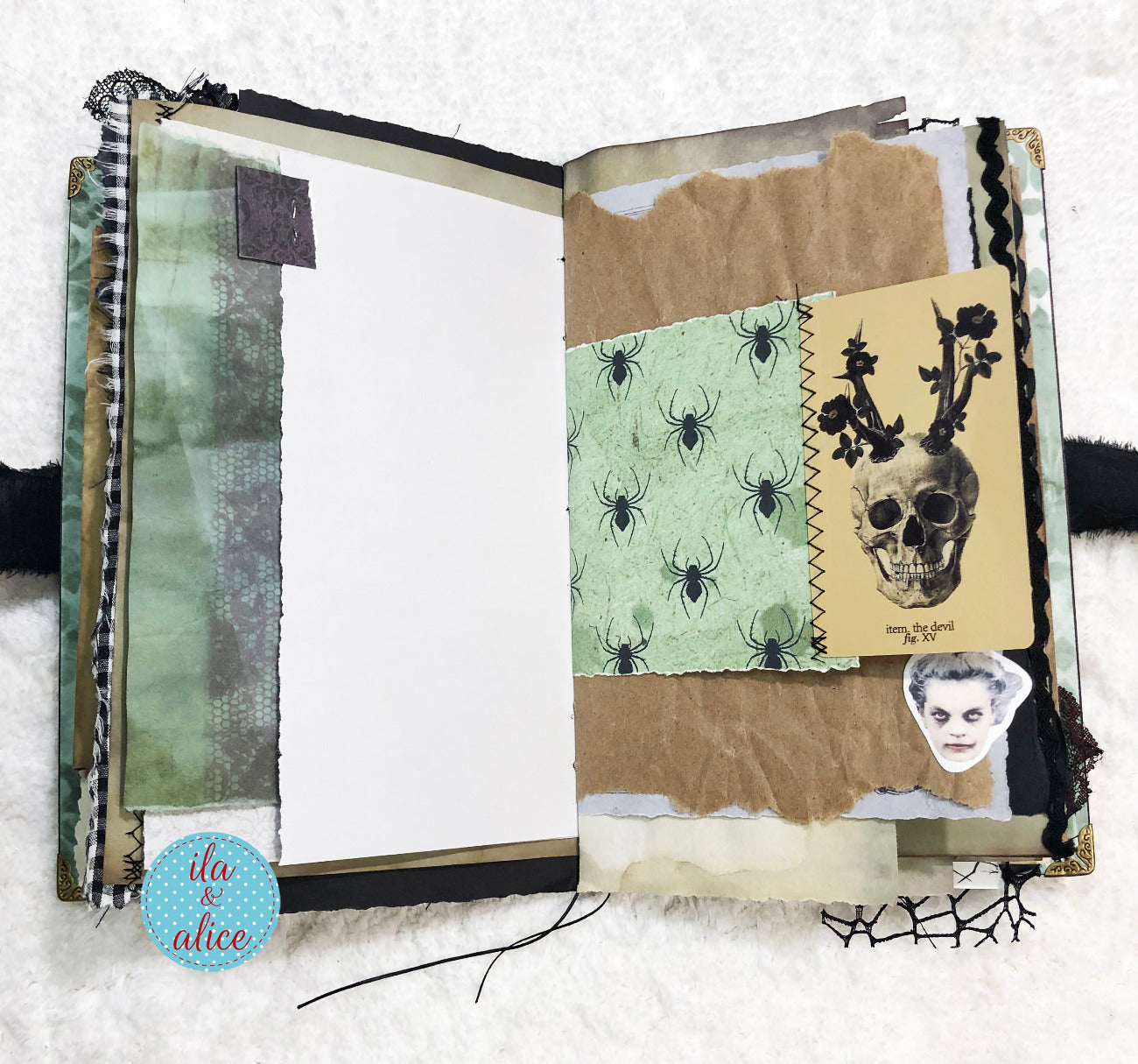 Eerie Gothic Halloween Junk Journal- Witch in Graveyard
