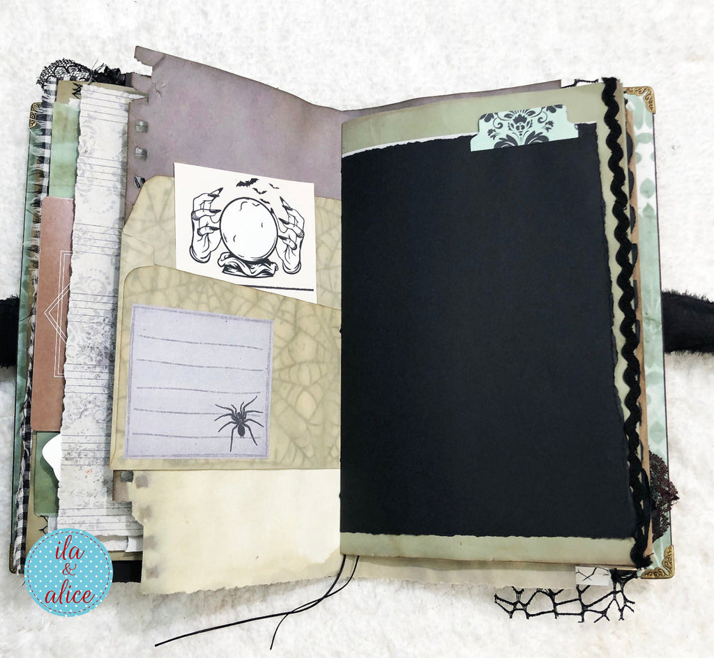 Eerie Gothic Halloween Junk Journal- Witch in Graveyard
