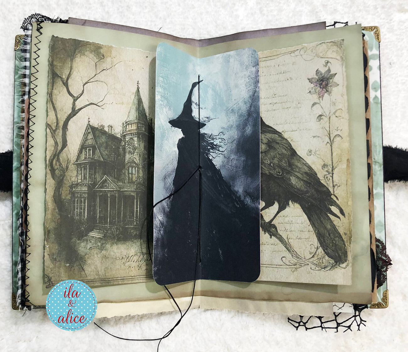 Eerie Gothic Halloween Junk Journal- Witch in Graveyard
