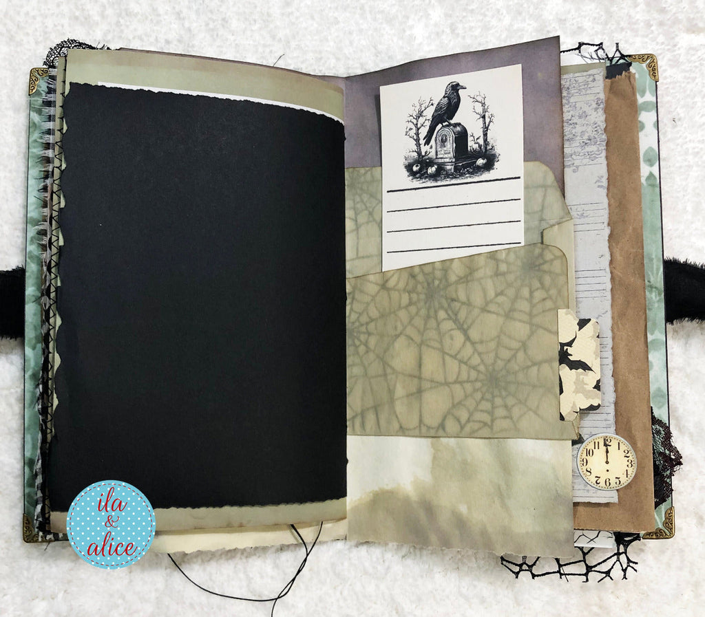 Eerie Gothic Halloween Junk Journal- Witch in Graveyard