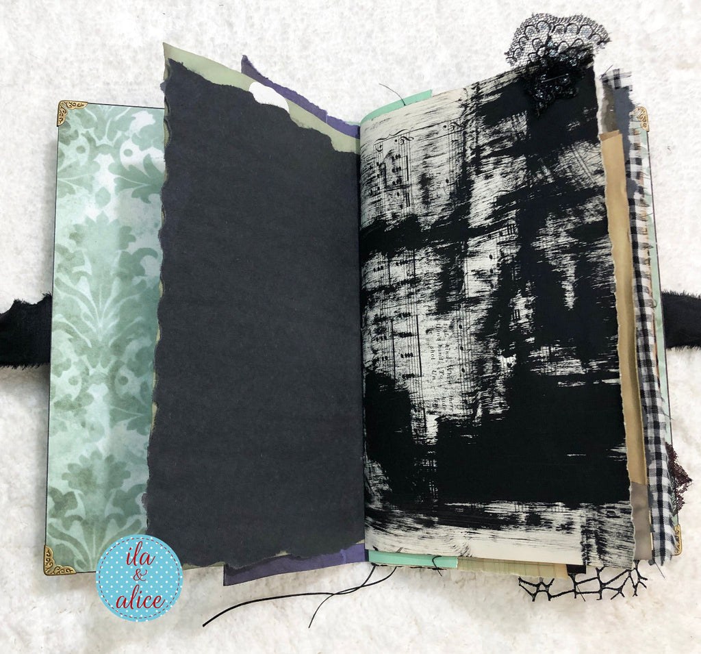 Eerie Gothic Halloween Junk Journal- Witch in Graveyard