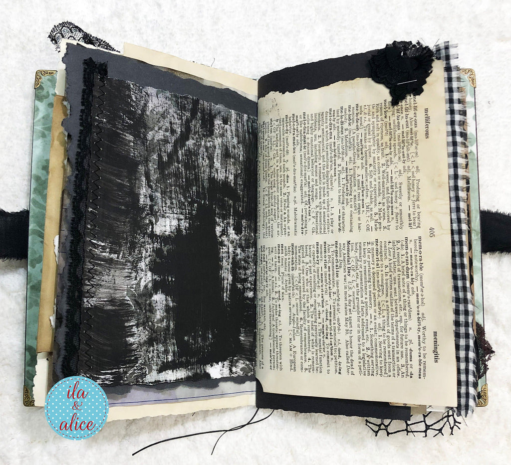 Eerie Gothic Halloween Junk Journal- Witch in Graveyard