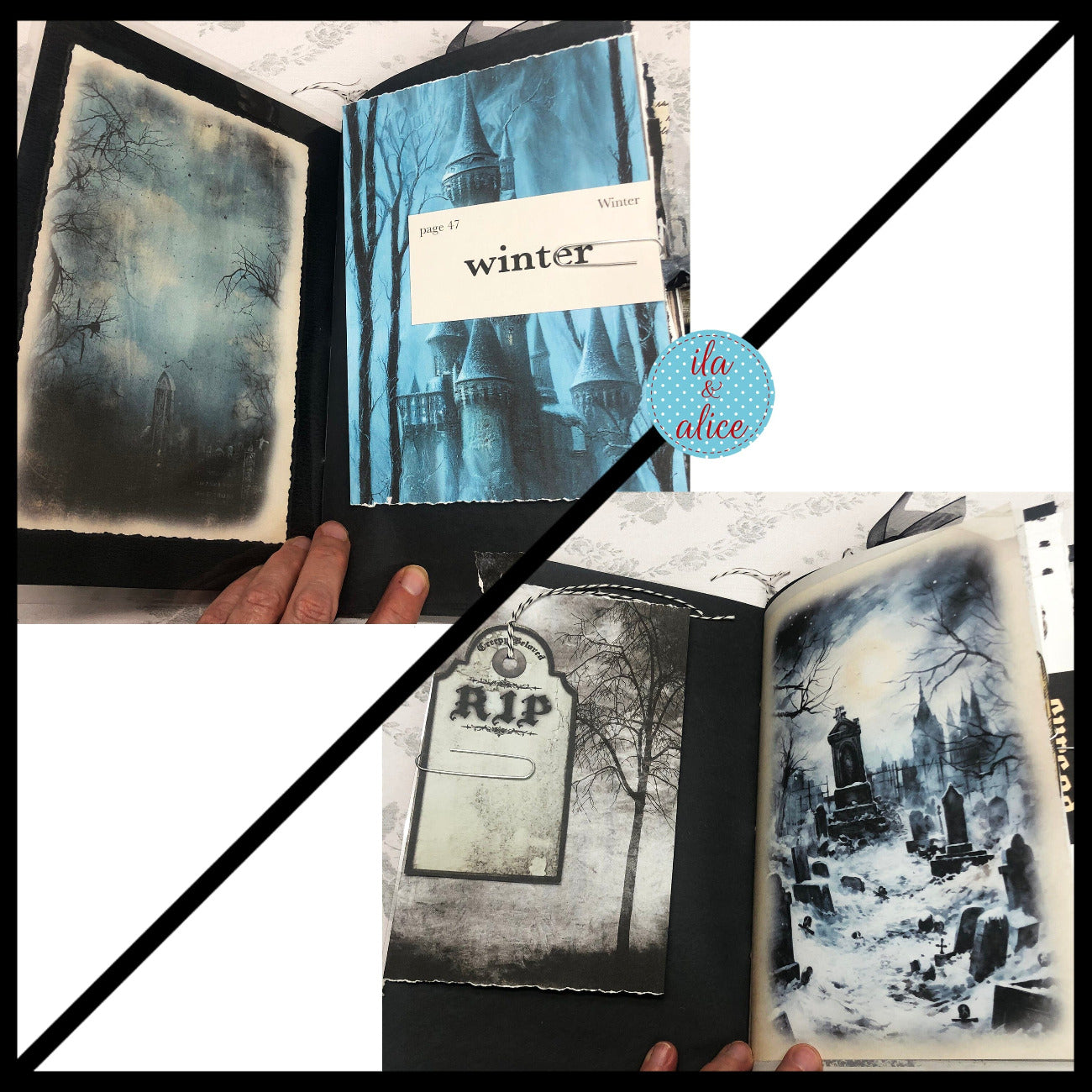 Creepy Dark & Gloomy Winter Junk Journal w Spooky Collage Cover