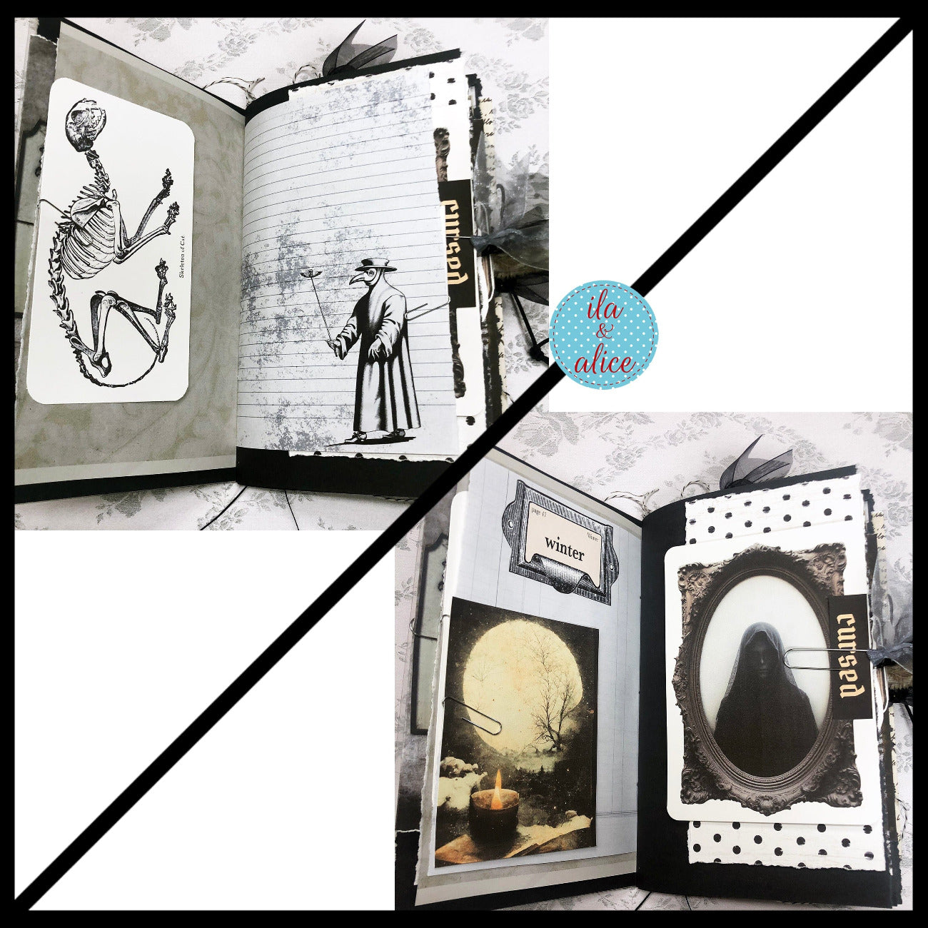 Creepy Dark & Gloomy Winter Junk Journal w Spooky Collage Cover