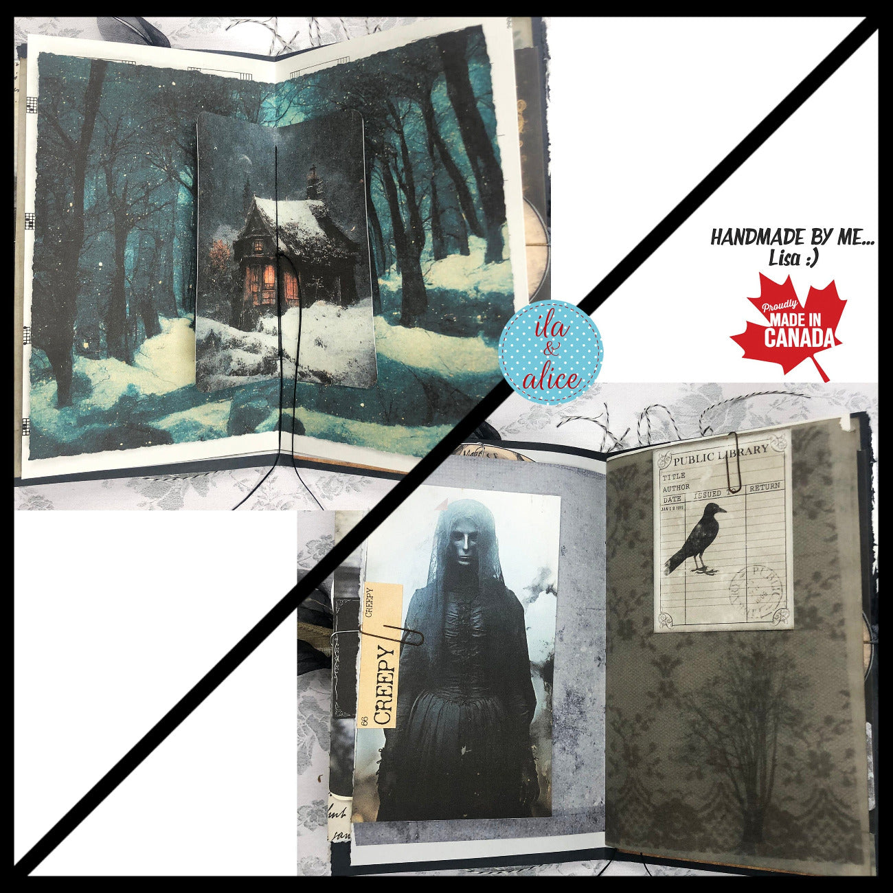 Creepy Dark & Gloomy Winter Junk Journal w Spooky Collage Cover