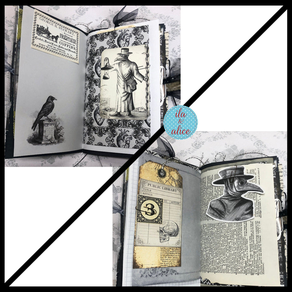 Creepy Dark & Gloomy Winter Junk Journal w Spooky Collage Cover