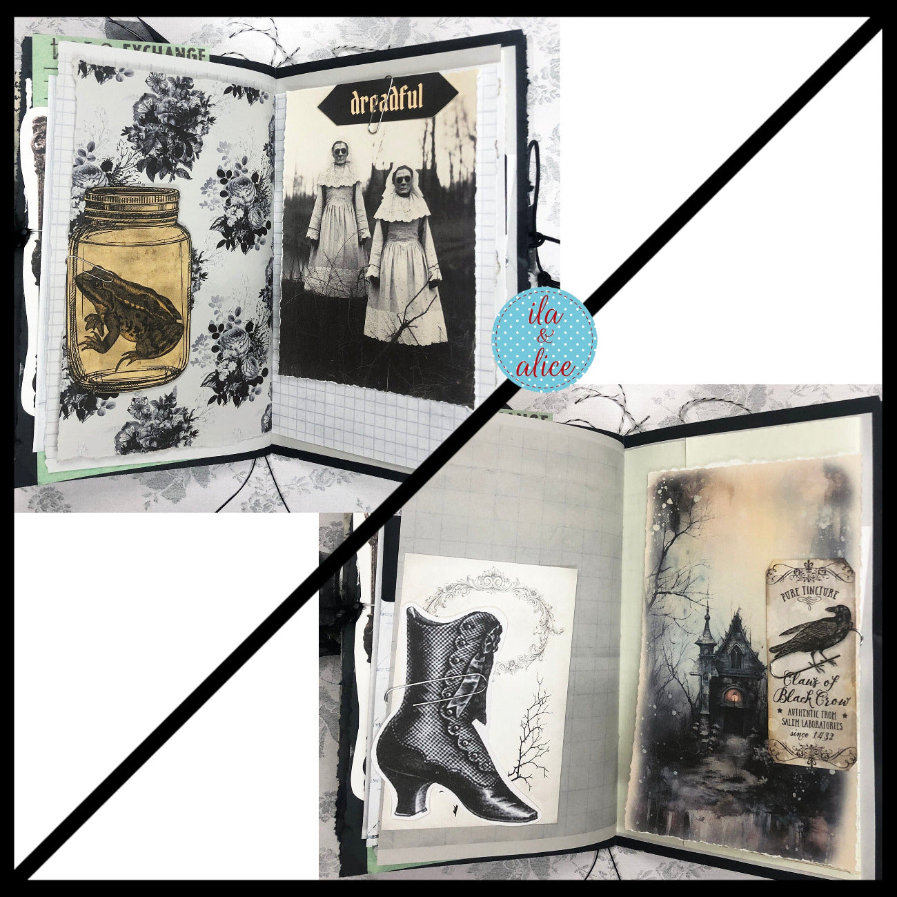 Creepy Dark & Gloomy Winter Junk Journal w Spooky Collage Cover