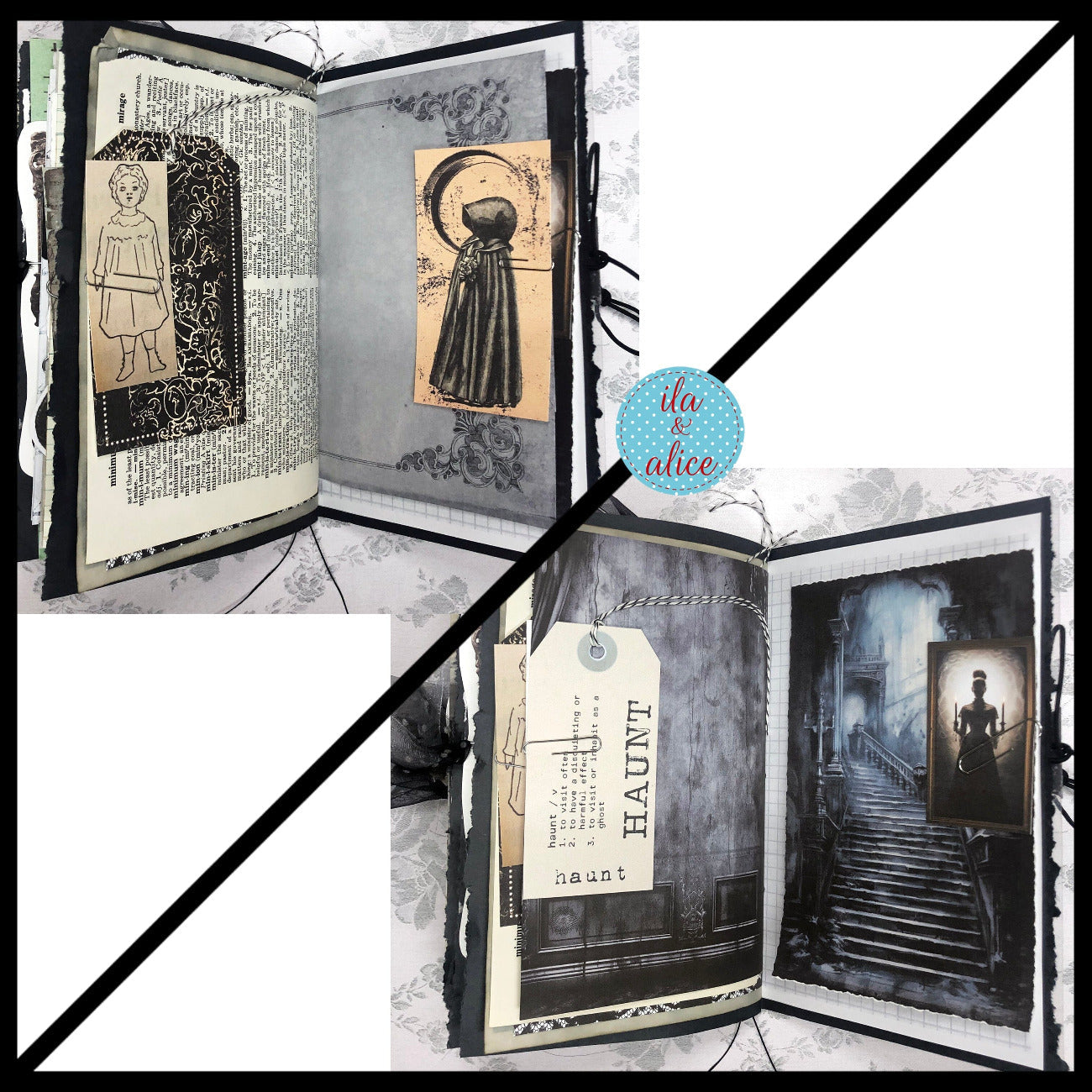 Creepy Dark & Gloomy Winter Junk Journal w Spooky Collage Cover