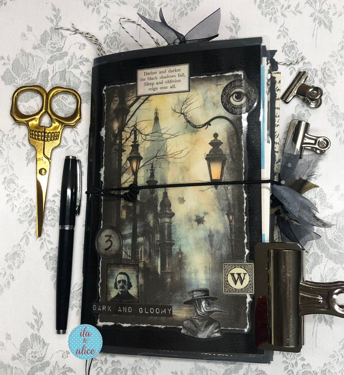 Creepy Dark & Gloomy Winter Junk Journal w Spooky Collage Cover