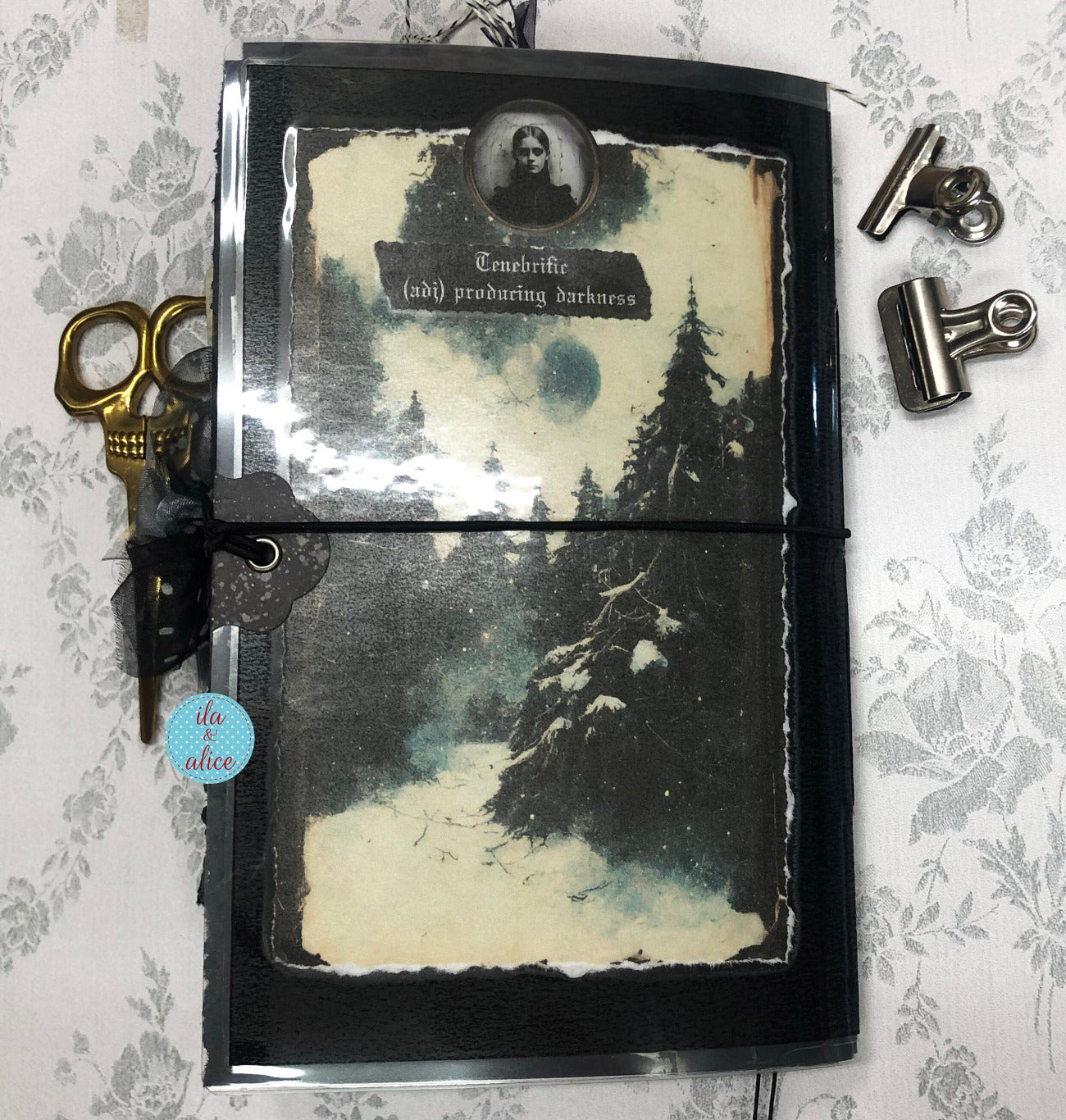 Creepy Dark & Gloomy Winter Junk Journal w Spooky Collage Cover
