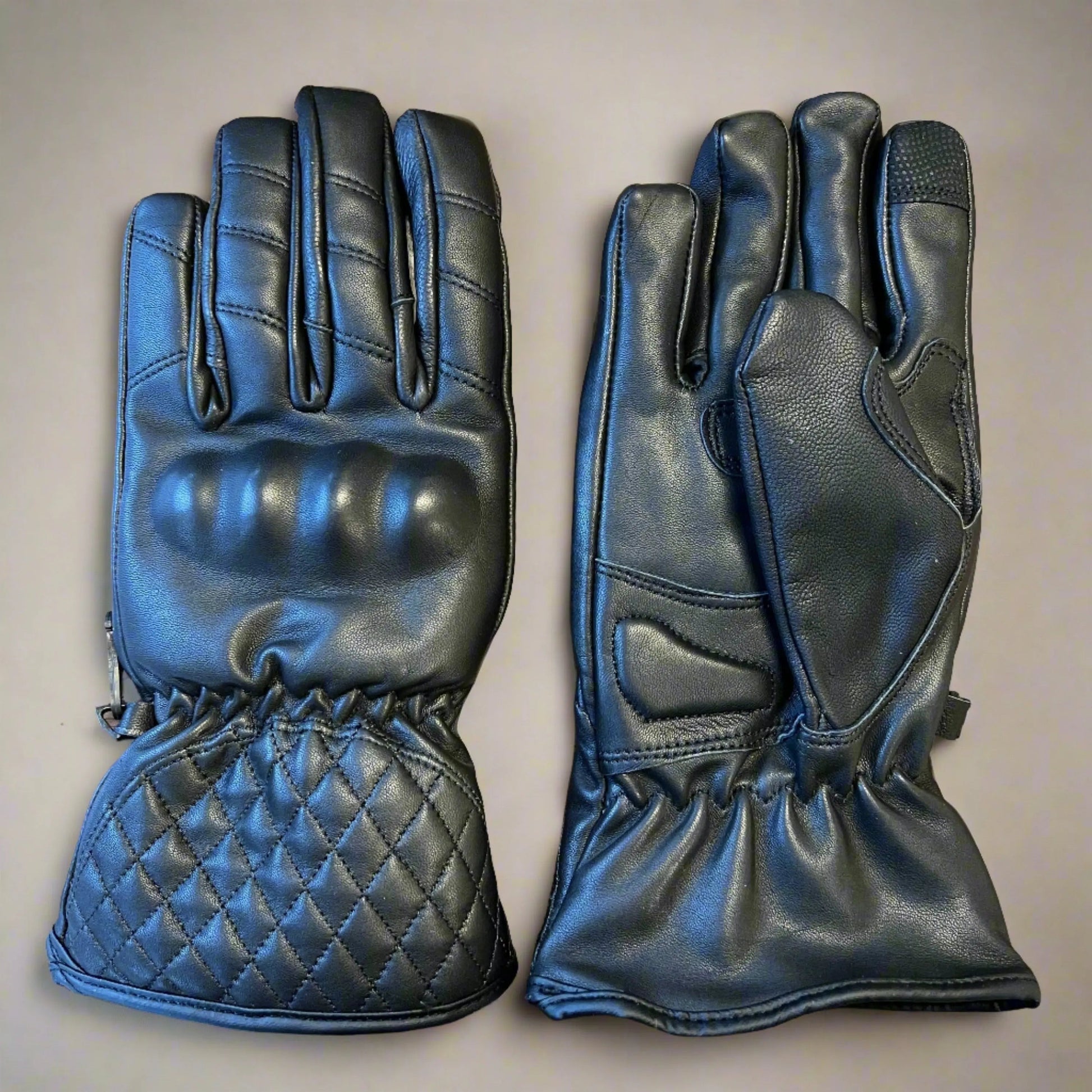 Hard Knuckle Leather Motorcycle Gloves
