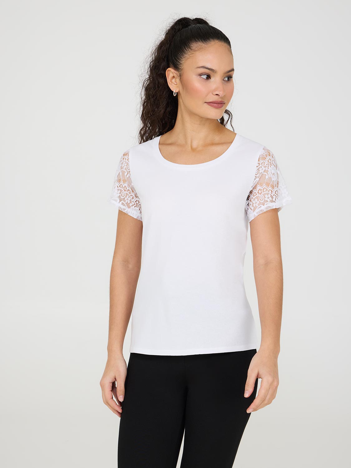 T-shirt à manches courtes en dentelle