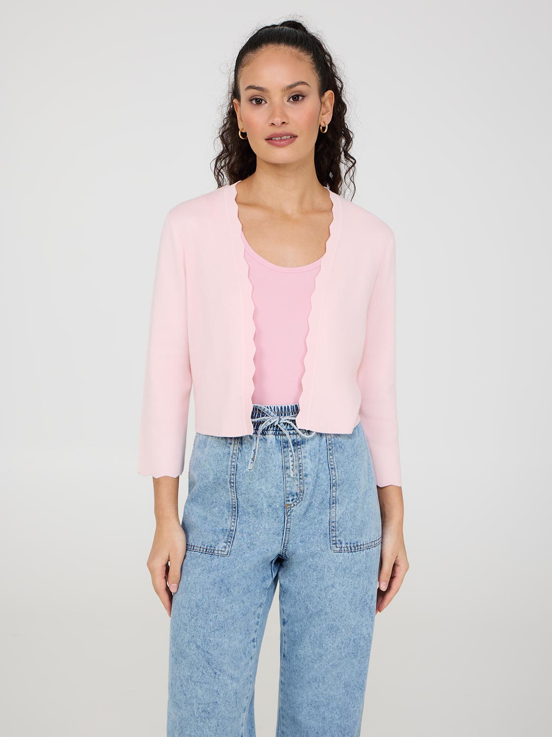 Cardigan boléro avec détails festonnés