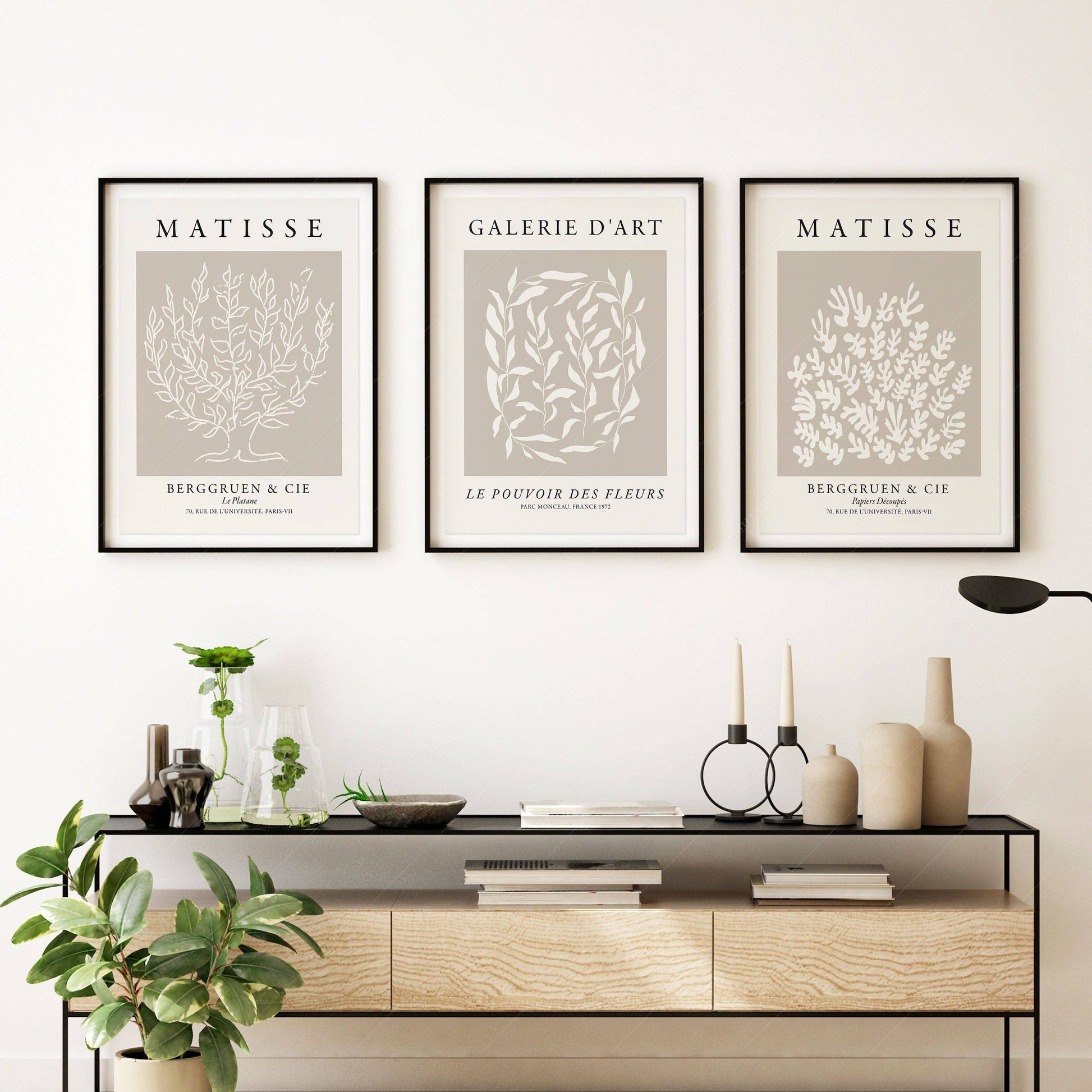 Henri Matisse Set of 3 Prints – Botanical Cut-Out Gallery Wall Art