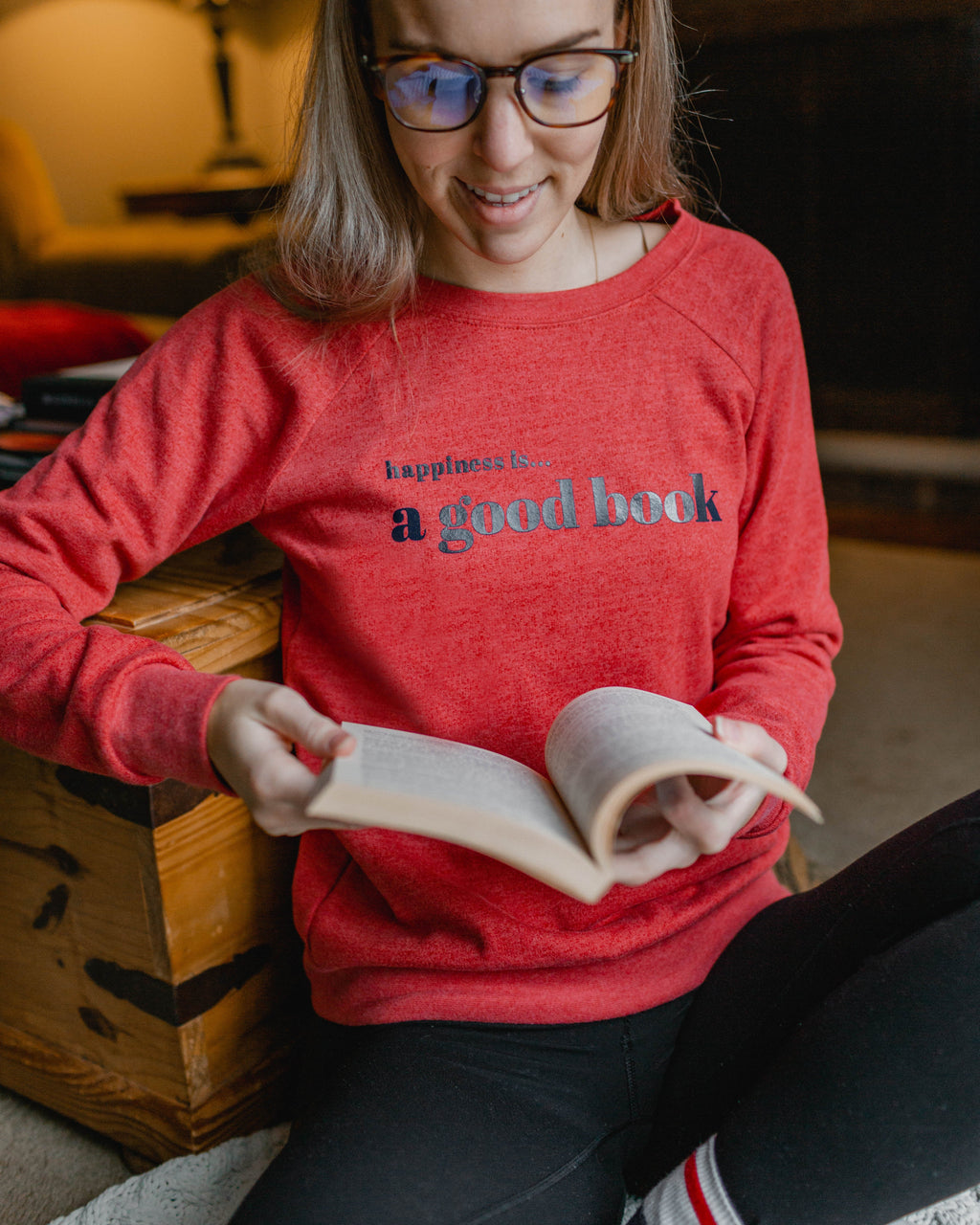 Women's Good Book Crew Sweatshirt, Chili