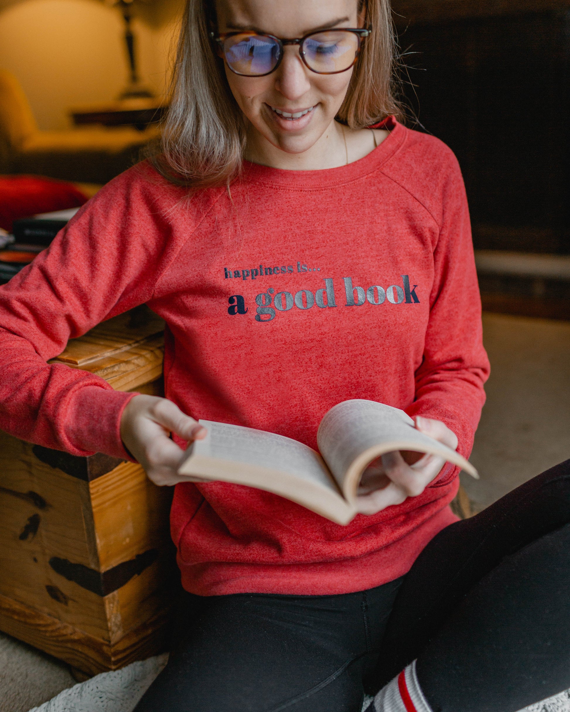 Women's Good Book Crew Sweatshirt, Chili