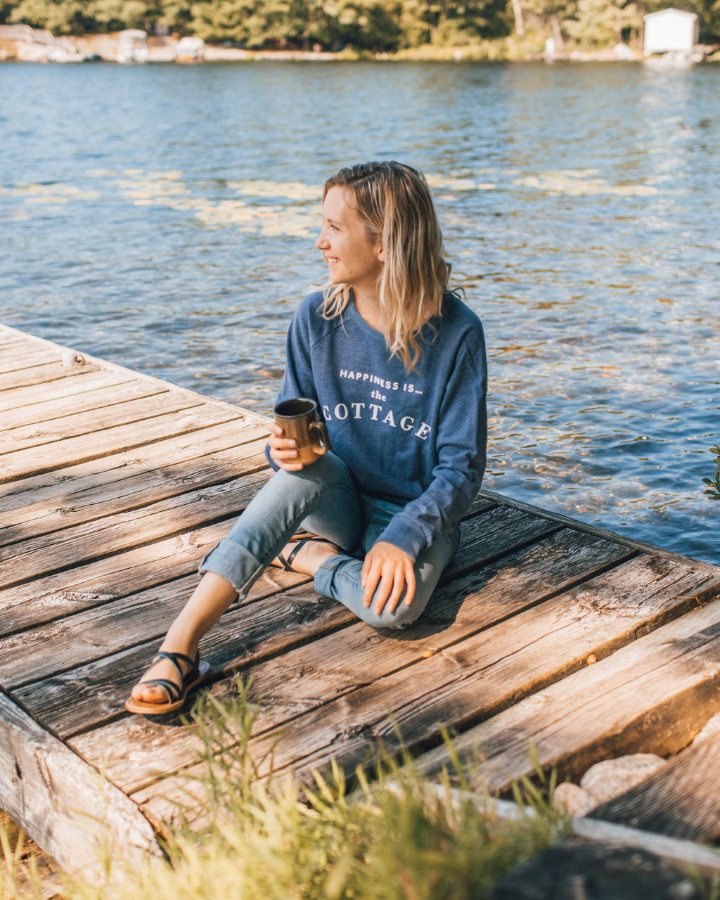 Women's Cottage Crew Sweatshirt, Heather Navy