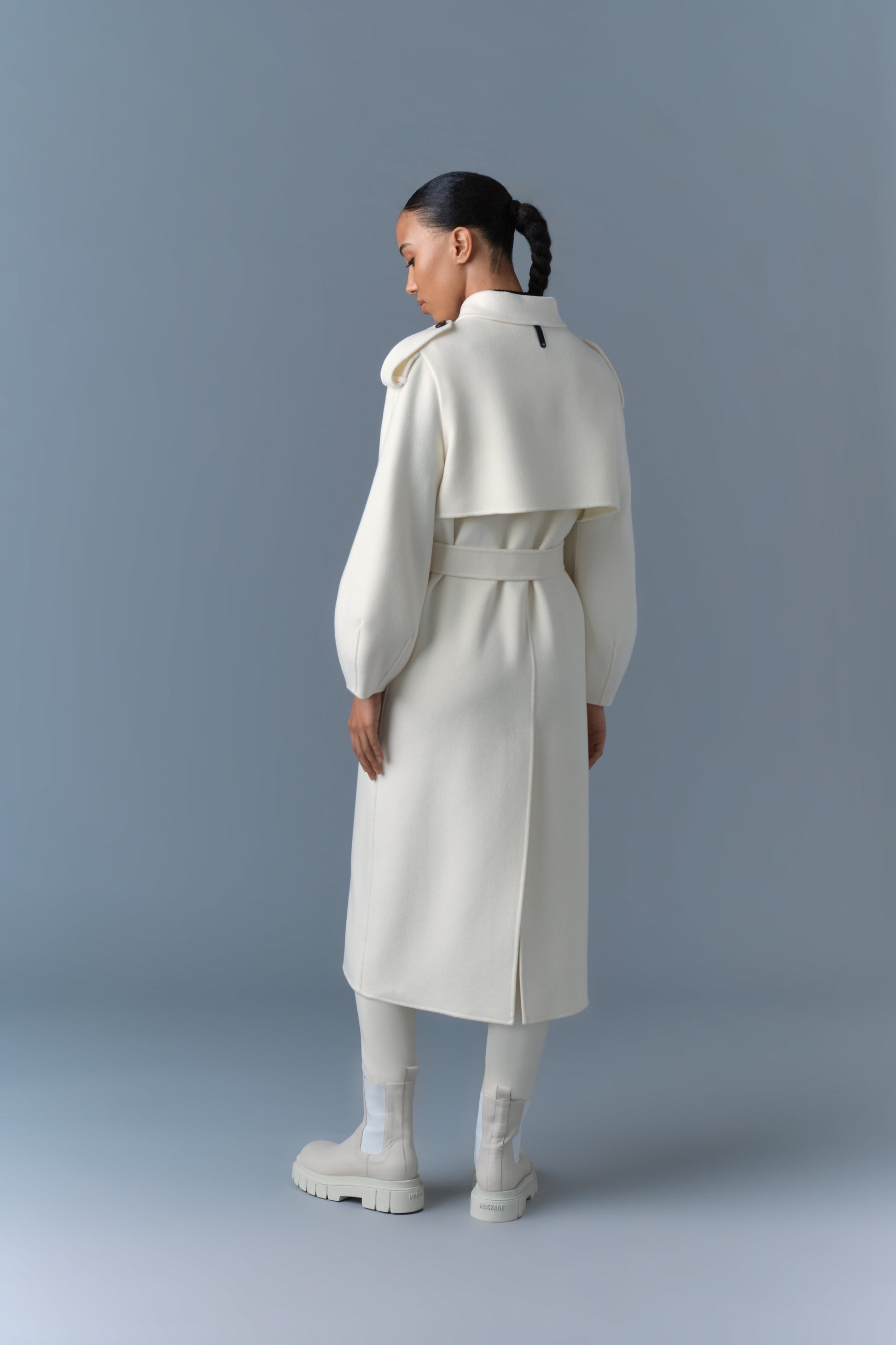Manteau en laine double face CEYLA avec ceinture