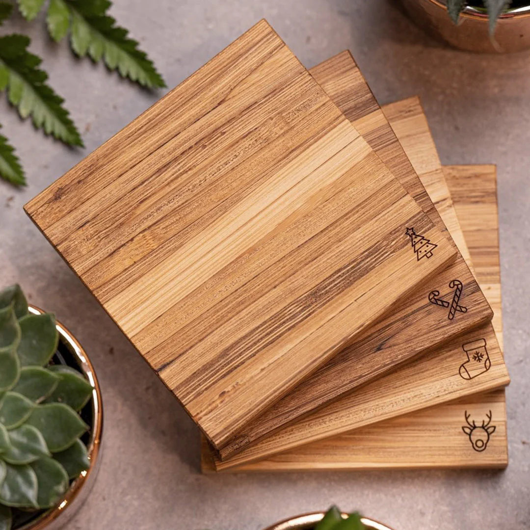 Winter Coaster Set - Winter Activities x 4 • Gift Box Item