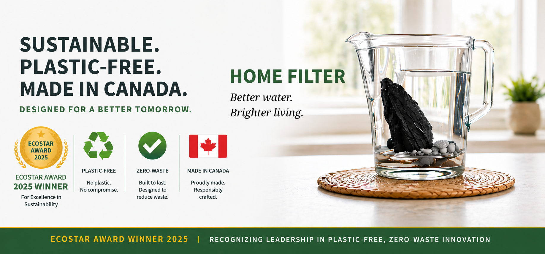 Home Water Filter – Plastic-Free Filter Replaces 3 Cartridges | Zero Waste