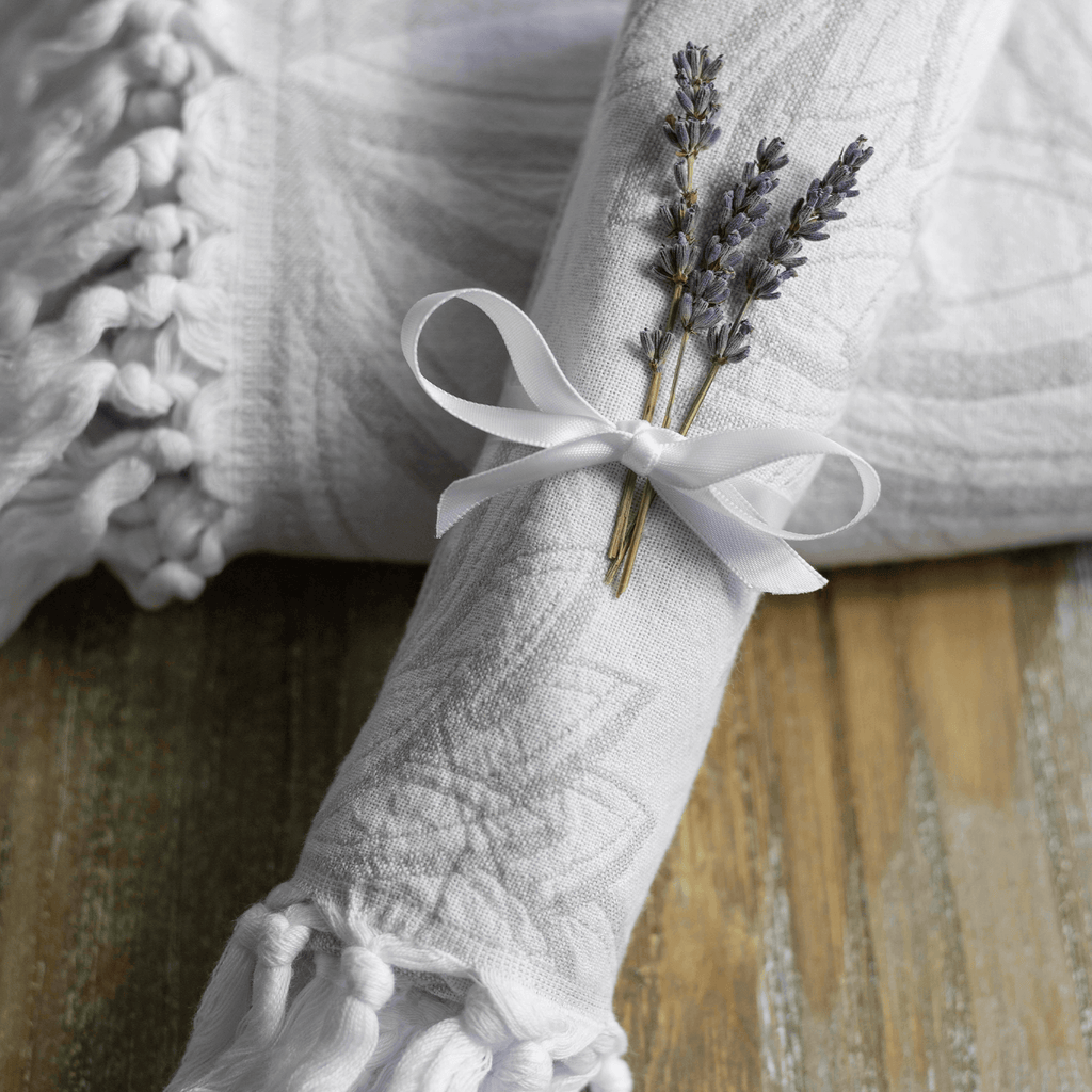 Spa Quality Turkish Hand Towel in Grey & White Geometric Floral