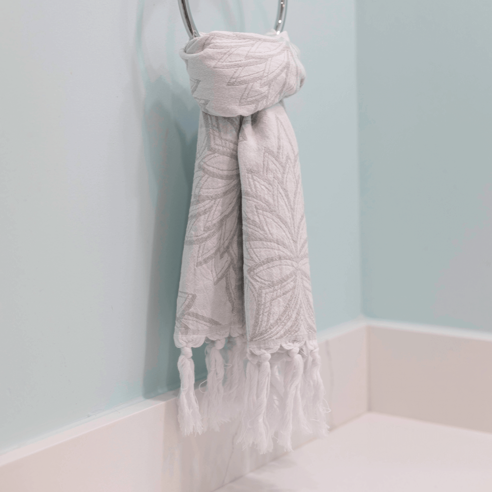 Turkish Towels Canada | Hand Towel | Grey + White